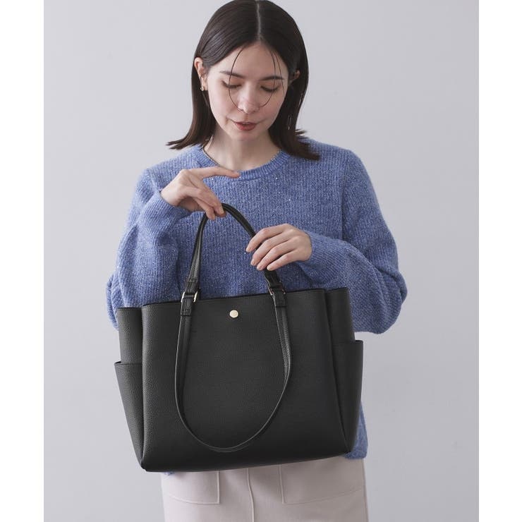 ブラック(019) | シュリンク合皮大容量トートバッグ【人間工学／軽量／A4サイズ対応／2WAY】 | OPAQUE.CLIP