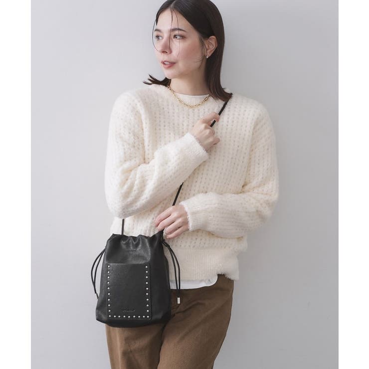 ブラック(019) | 素材アソートサイドドロストミニショルダーバッグ【長さ調整可能】 | OPAQUE.CLIP