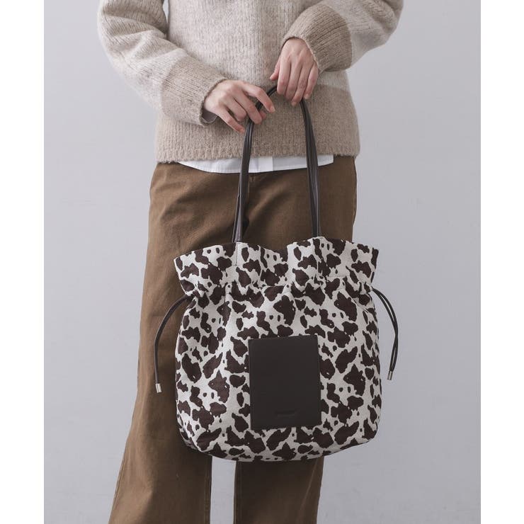 ブラウン(243) | 素材アソートドロストデザイン巾着トートバッグ【A4サイズ対応】 | OPAQUE.CLIP