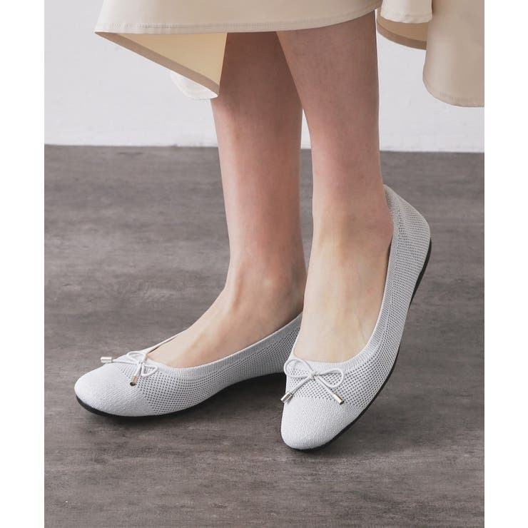 【抗菌防臭 軽量 マシンウォッシャブル】スクエアトゥメッシュニットバレエシューズ | OPAQUE.CLIP | 詳細画像1 