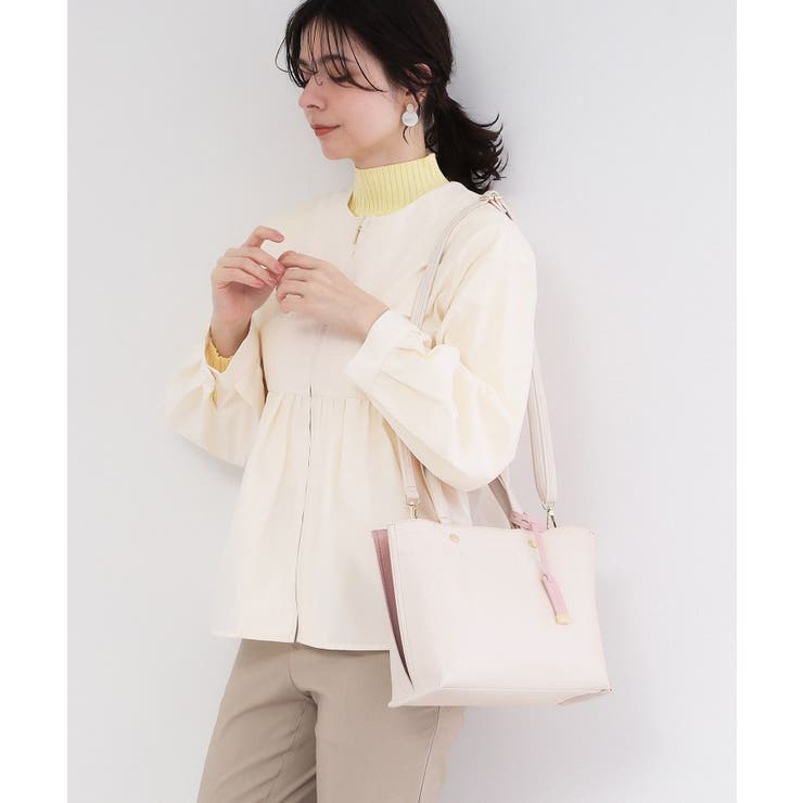 アイボリー(504) | 名品バイカラーミドルトート | OPAQUE.CLIP