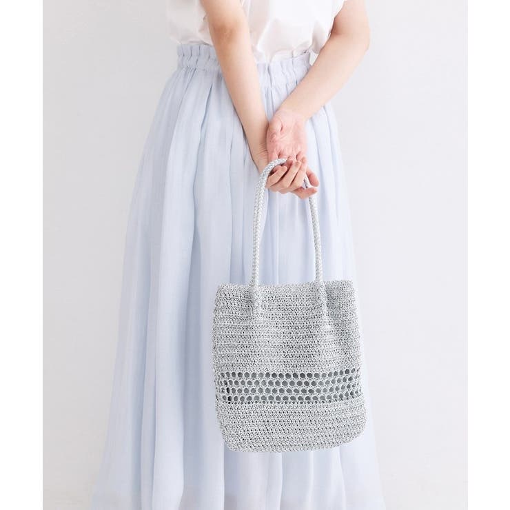 シルバー(006) | カギ針ラメデザインミドルバッグ | OPAQUE.CLIP