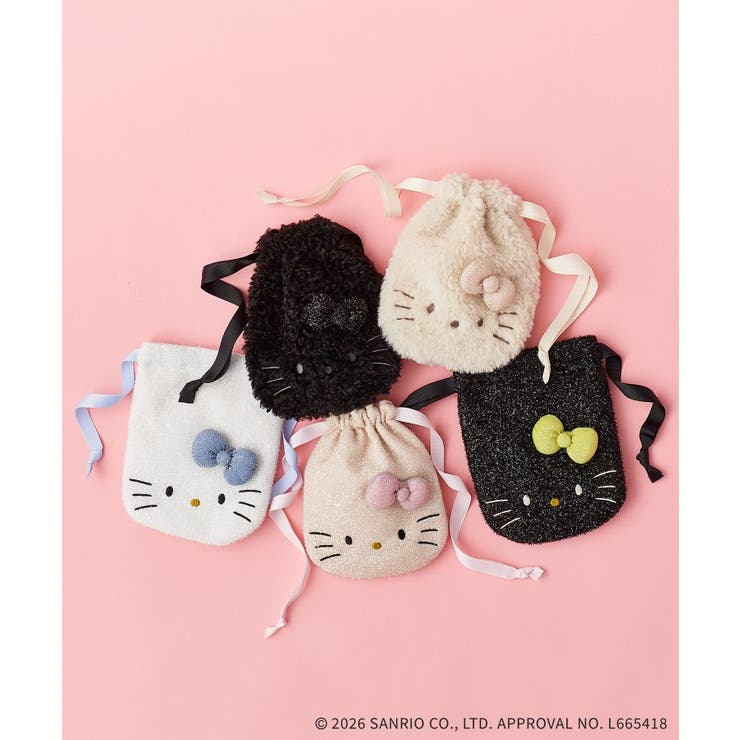 ◆【ハローキティ】キラふわフェイス巾着ポーチ | OPAQUE.CLIP | 詳細画像1 
