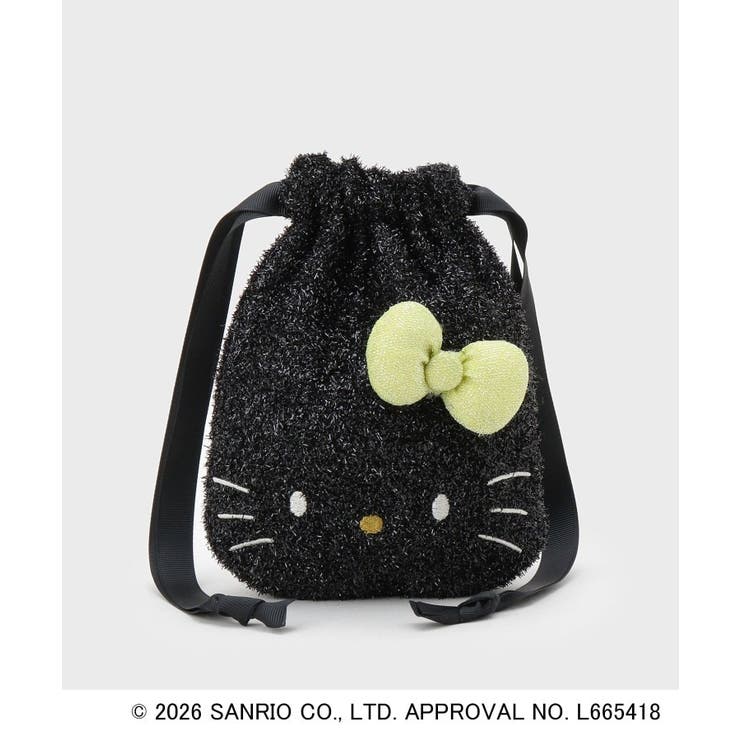 ブラック(019) | ◆【ハローキティ】キラふわフェイス巾着ポーチ | OPAQUE.CLIP