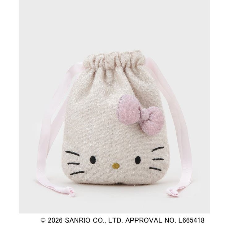 ベージュ(052) | ◆【ハローキティ】キラふわフェイス巾着ポーチ | OPAQUE.CLIP