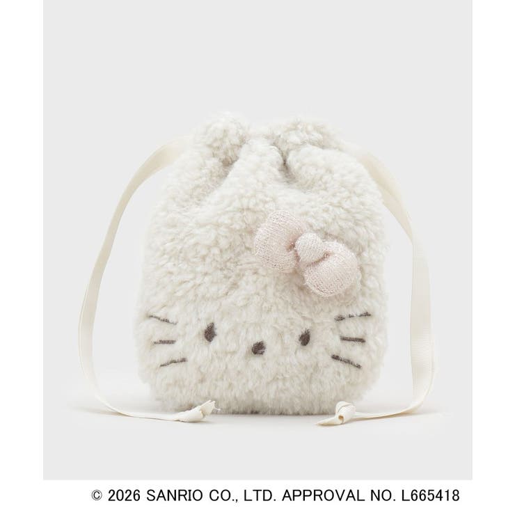 アイボリー(104) | ◆【ハローキティ】キラふわフェイス巾着ポーチ | OPAQUE.CLIP