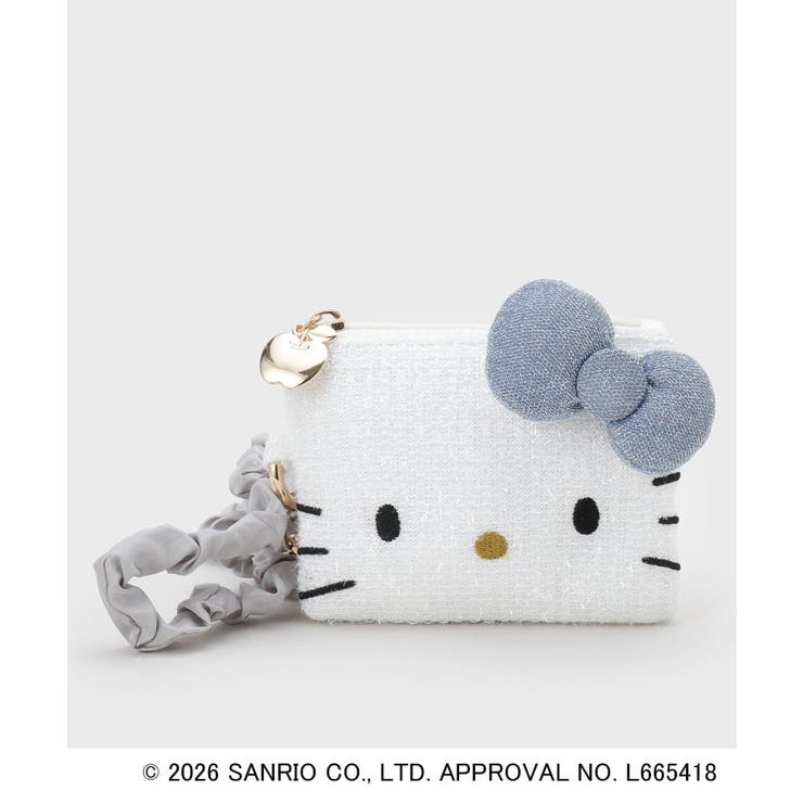オフホワイト(003) | ◆【ハローキティ】フェイス型2WAYキラキラフラットポーチ | OPAQUE.CLIP