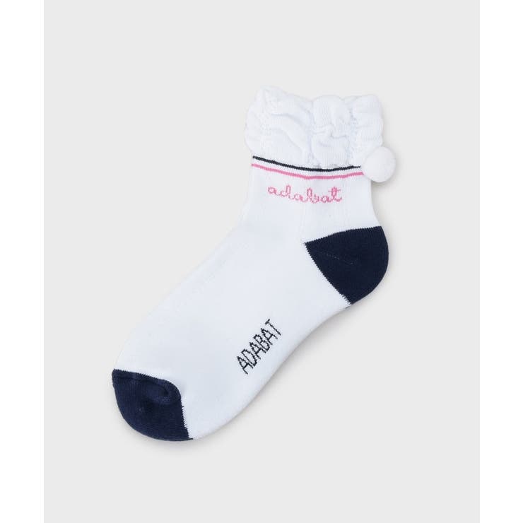 ホワイト(001) | フレンチボンボンショートソックス | adabat