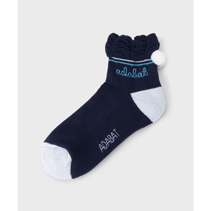 ネイビー(094) | フレンチボンボンショートソックス | adabat