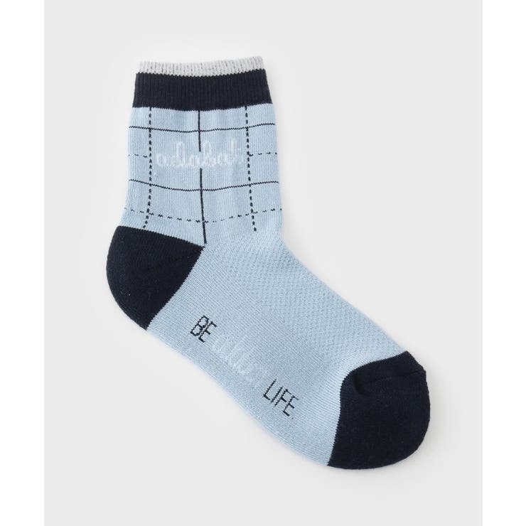 サックスブルー(090) | チェックレギュラーソックス | adabat