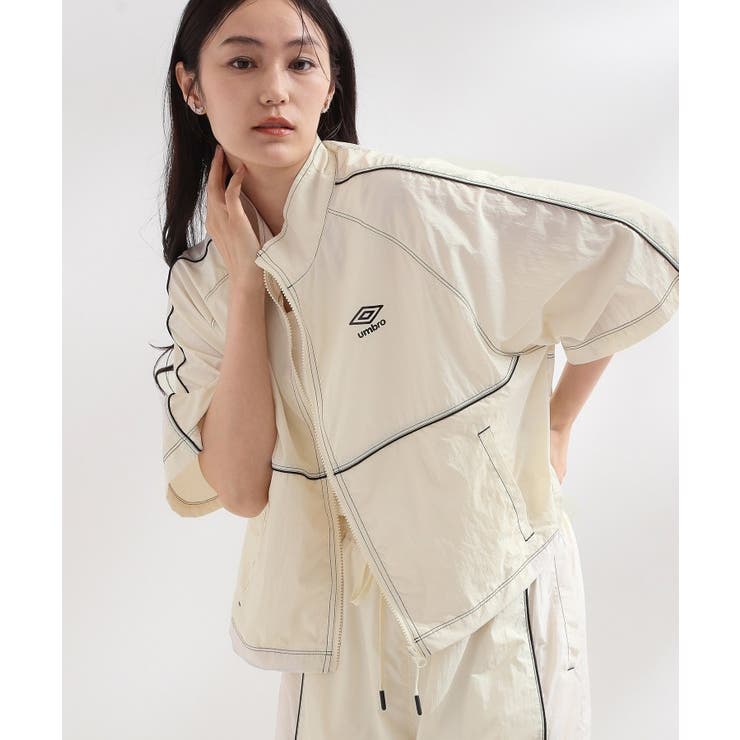 アイボリー(004) | ◆【umbro／アンブロ】シアーナイロン5分袖ZIPアップブルゾン | OPAQUE.CLIP