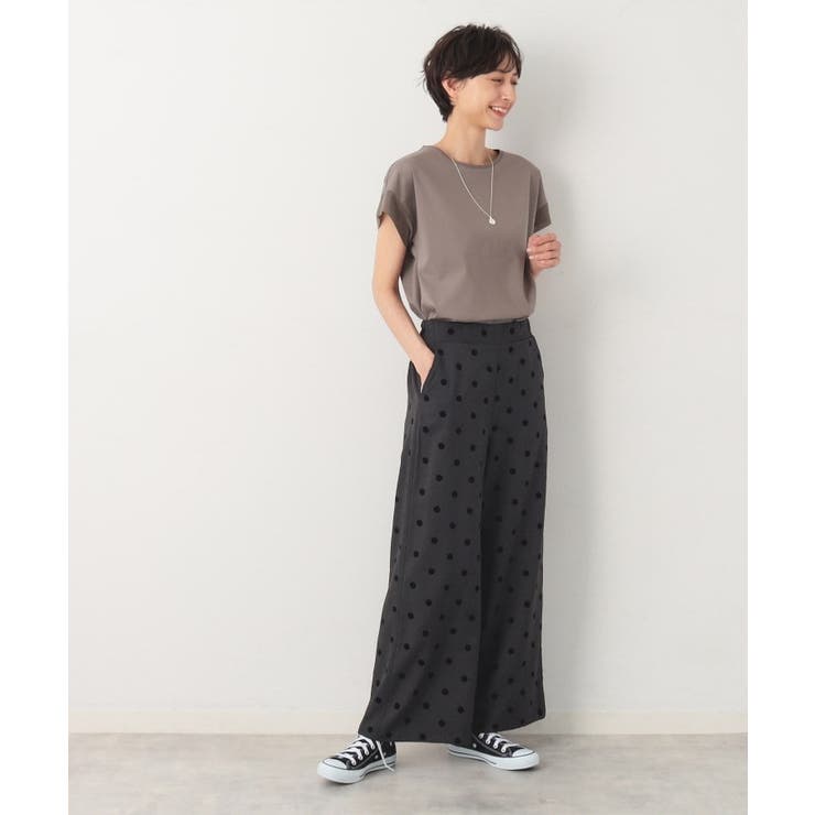 後ろゴム・洗える】フロッキードットイージーパンツ（S～L