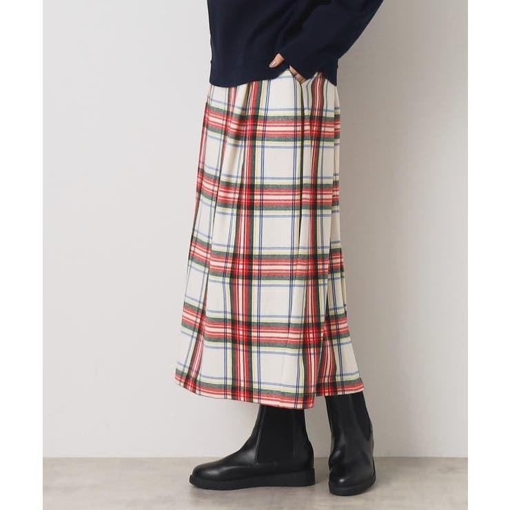 【洗える】起毛チェックタックスカート（XS～L） | Dessin | 詳細画像1 