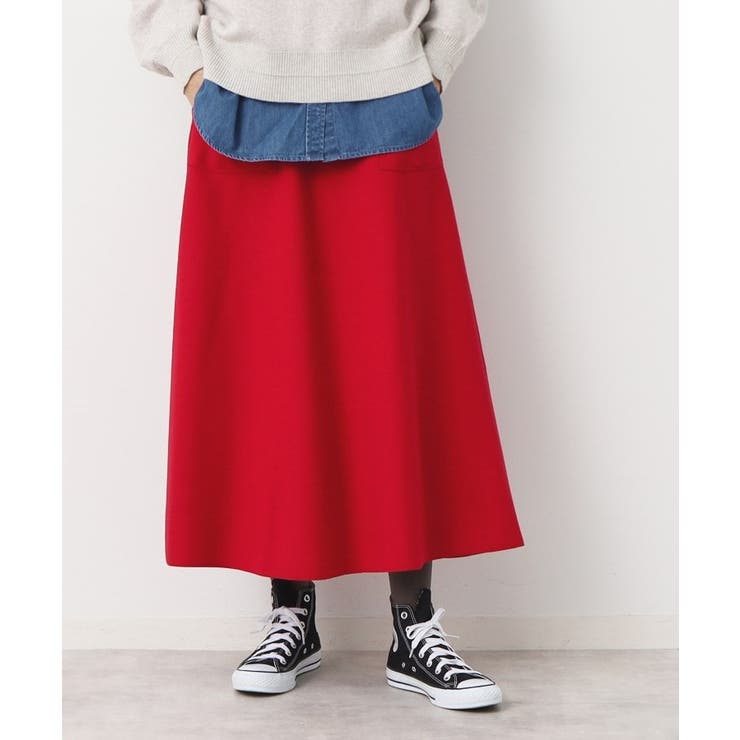 レッド(063) | 【7色展開・後ろゴム】フレアメルトンスカート（XS～L） | Dessin