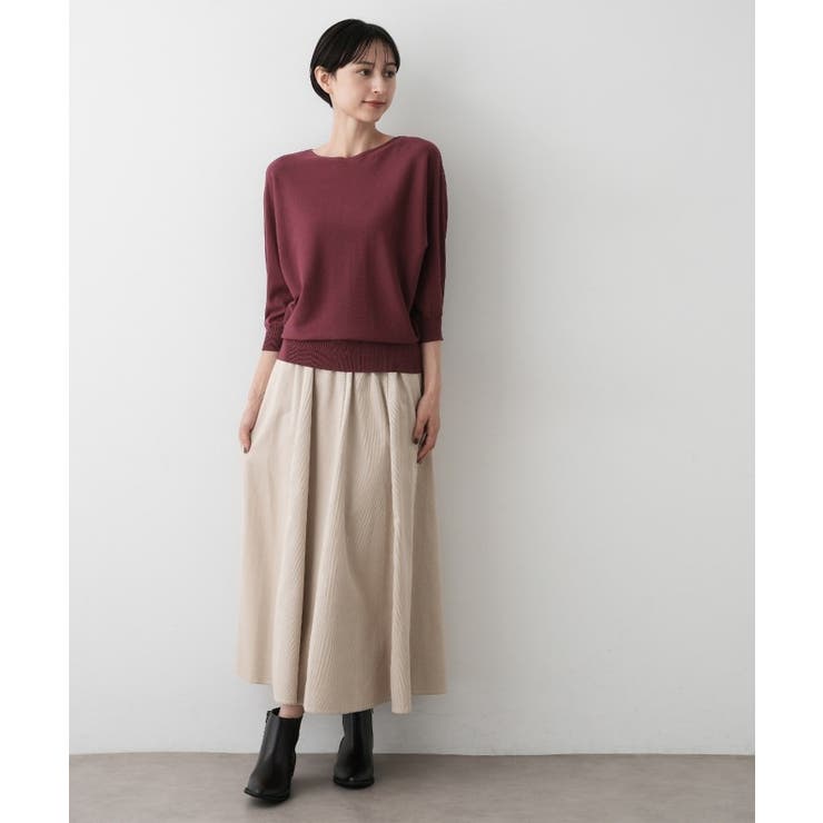 【洗える】後ろボタンニットプルオーバー七分袖 | Dessin | 詳細画像12 