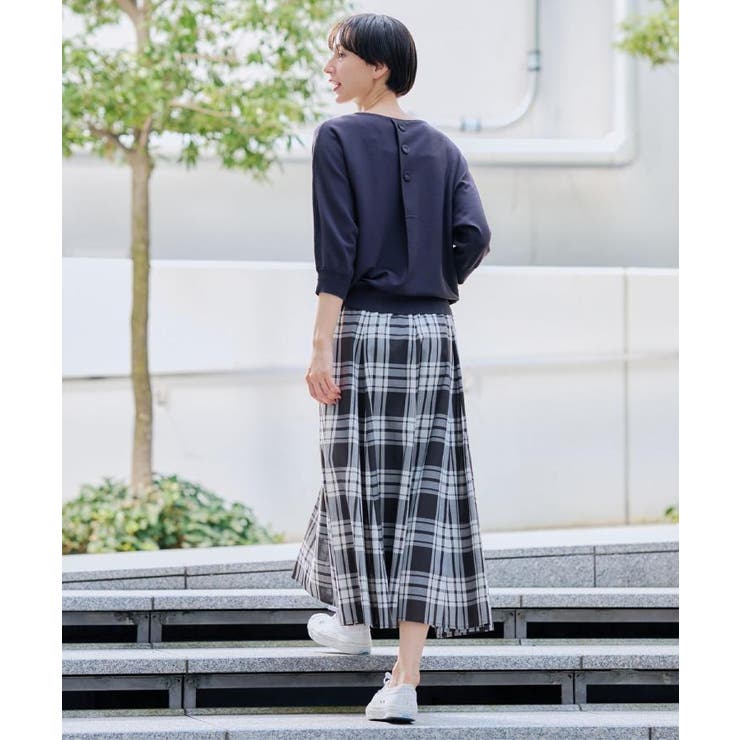 【洗える】後ろボタンニットプルオーバー七分袖 | Dessin | 詳細画像8 