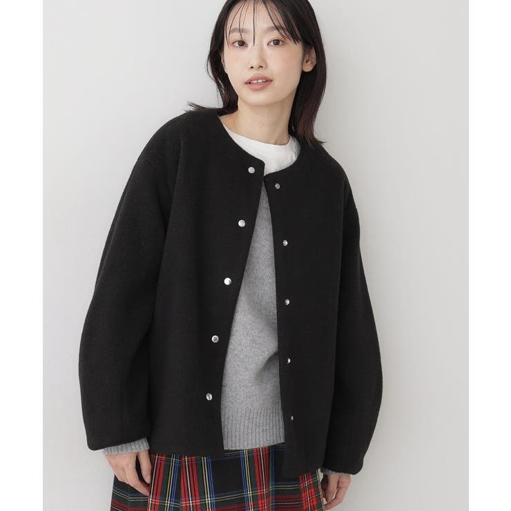 ブラック(019) | メランジ起毛ジャケット | Dessin