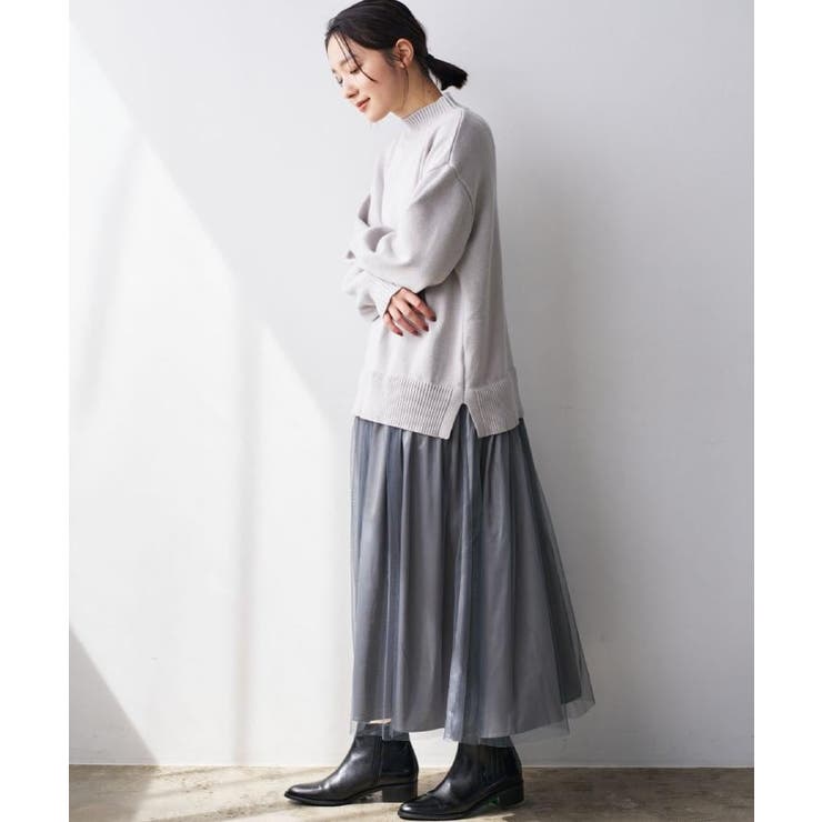 【洗える】ニットチュールドッキングワンピース | Dessin | 詳細画像2 