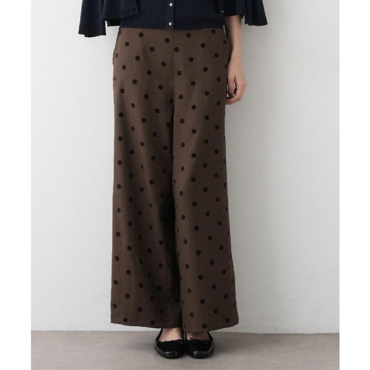 ブラウン(144) | 【洗える】フロッキードットパンツ | Dessin