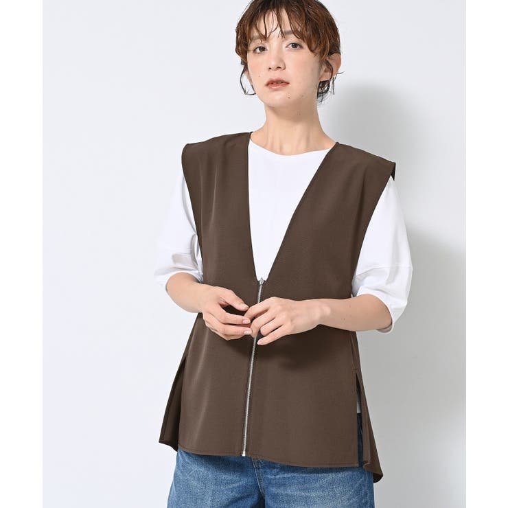 【セットアップ可/洗える】サイドスリットVネックジレ | Dessin | 詳細画像6 