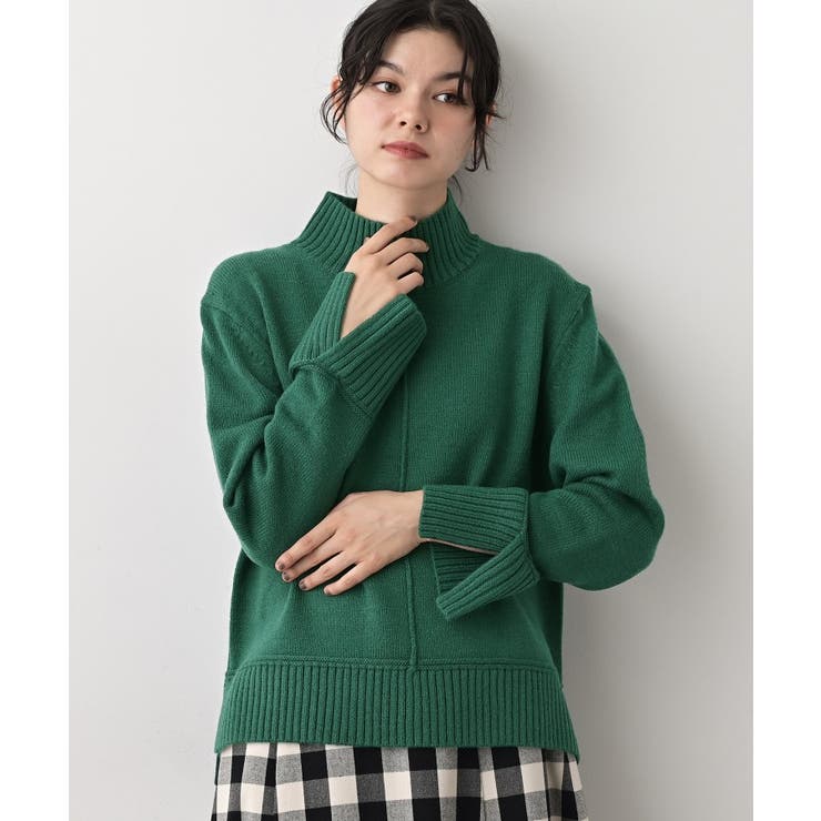グリーン(023) | 【洗える】センタータックラインハイネックニット | Dessin