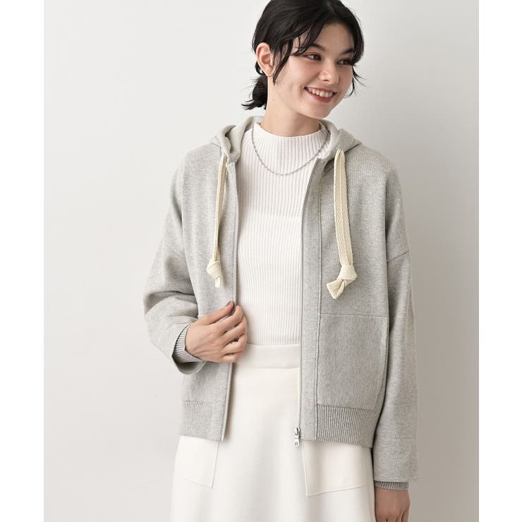 【洗える】コットンカシミヤブレンドフードジップカーディガン | Dessin | 詳細画像6 
