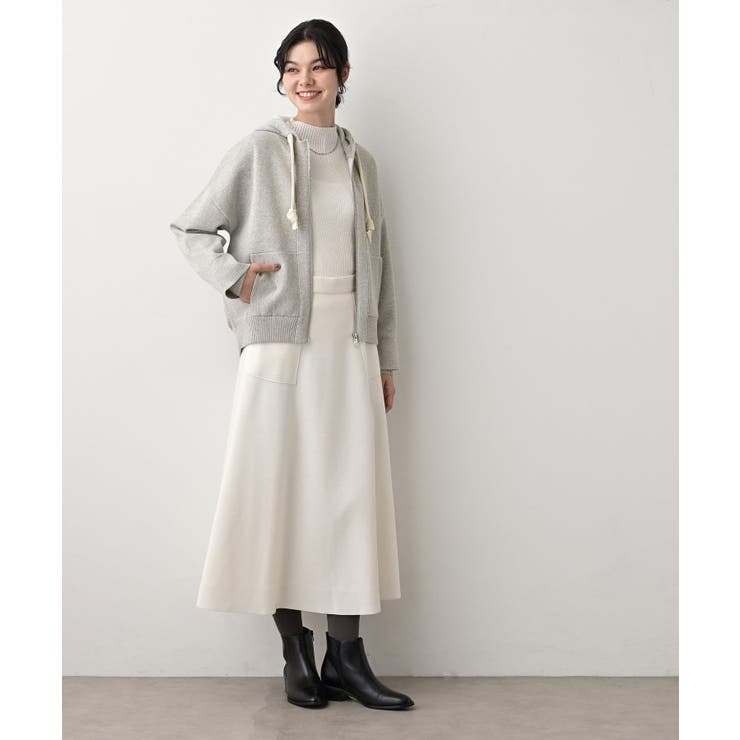 【洗える】コットンカシミヤブレンドフードジップカーディガン | Dessin | 詳細画像7 