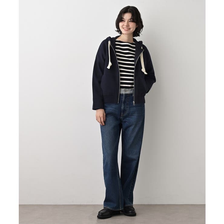 【洗える】コットンカシミヤブレンドフードジップカーディガン | Dessin | 詳細画像2 