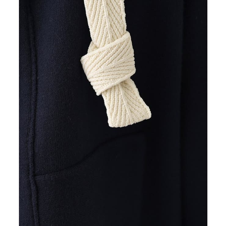 【洗える】コットンカシミヤブレンドフードジップカーディガン | Dessin | 詳細画像4 