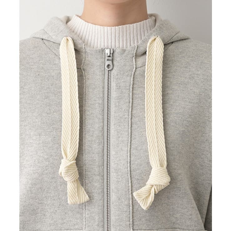 【洗える】コットンカシミヤブレンドフードジップカーディガン | Dessin | 詳細画像12 