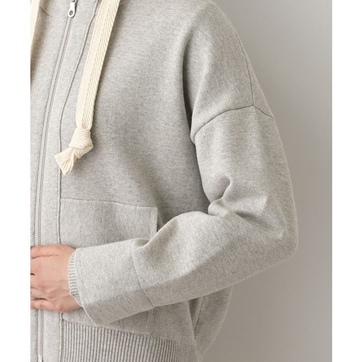 【洗える】コットンカシミヤブレンドフードジップカーディガン | Dessin | 詳細画像14 
