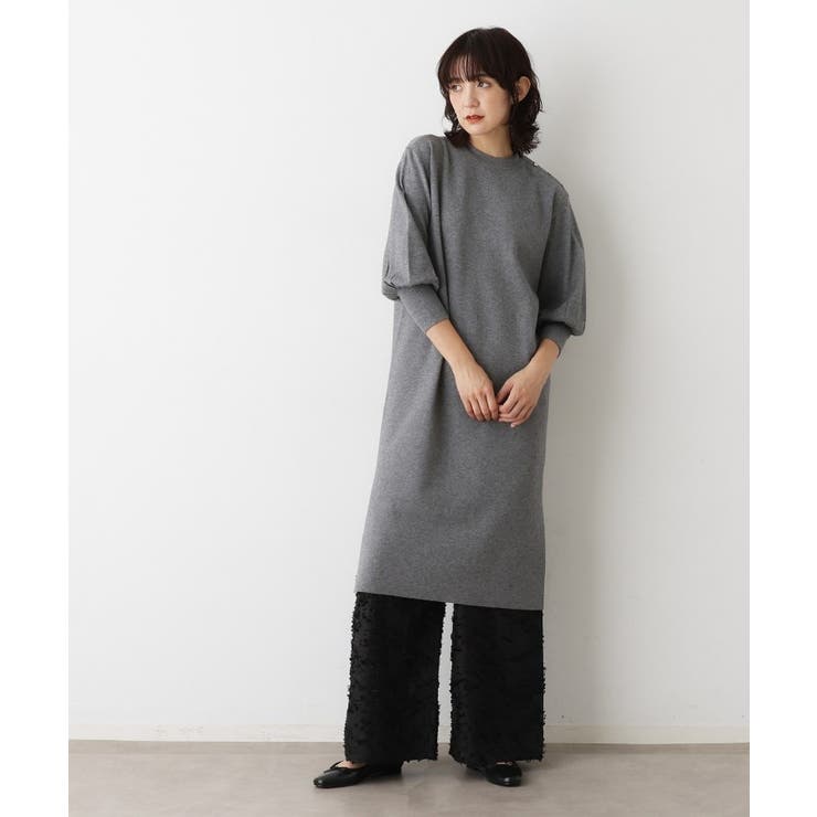 チャコールグレー(014) | 【2点セット／洗える】パンツレイヤードワンピース | Dessin