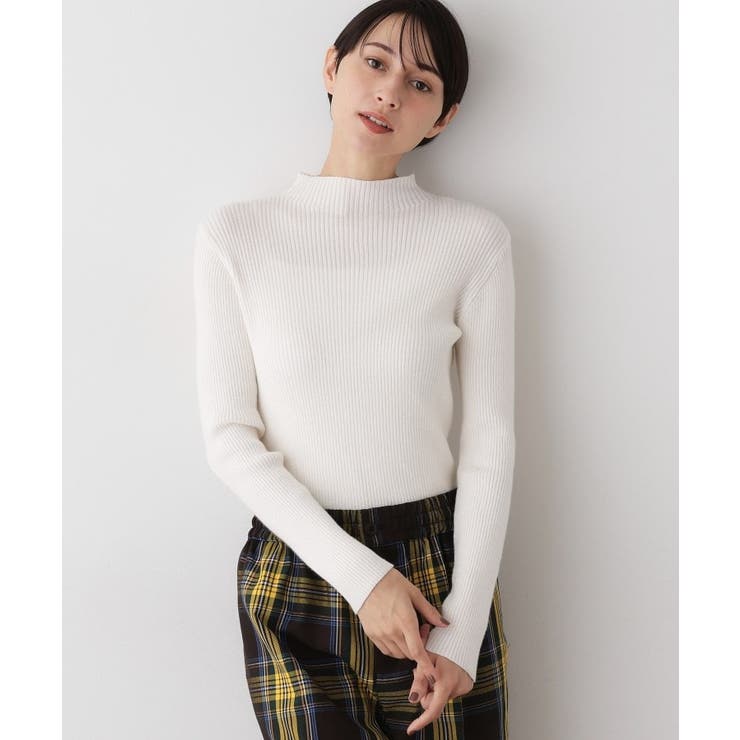 ホワイト(002) | 【洗える】リブタートルネックニット | Dessin