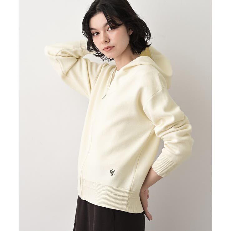 【キレイ見え／洗える】ジャカード編みフードジップ | Dessin | 詳細画像2 