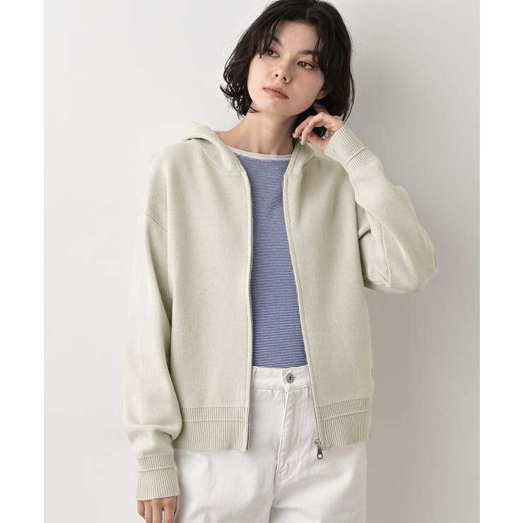 【キレイ見え／洗える】ジャカード編みフードジップ | Dessin | 詳細画像9 