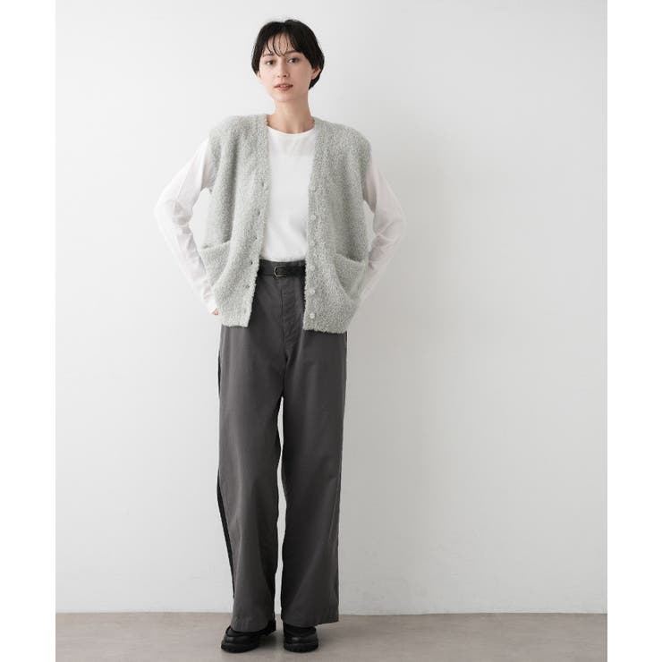 【洗える】Vネックシャギーベスト | Dessin | 詳細画像3 