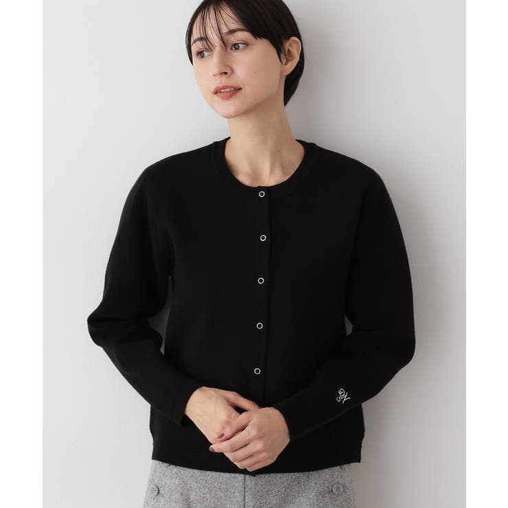 ブラック(019) | 【洗える】クルーネックカーディガン | Dessin