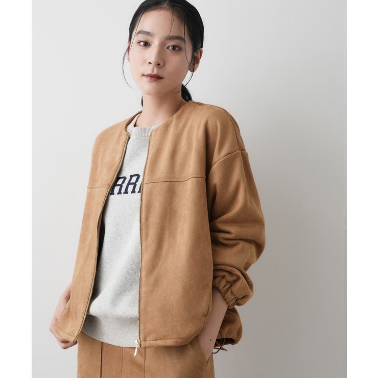 キャメルブラウン(041) | 【セットアップ可・洗える】マシュマロスウェードジップブルゾン | Dessin