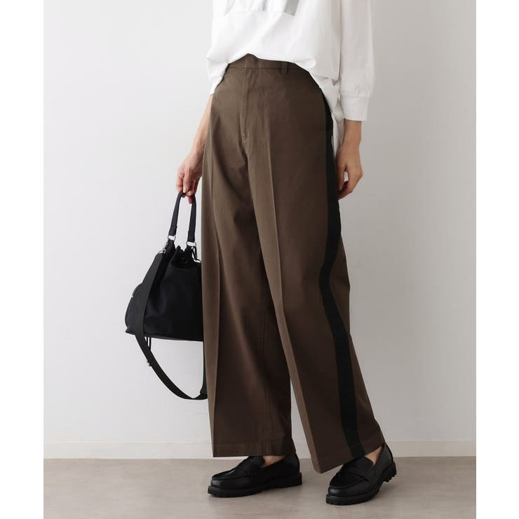 ブラウン(044) | 【洗える】サイドラインコットンパンツ | Dessin