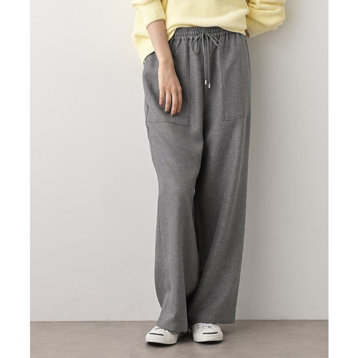 【セットアップ可/ウエスト総ゴム】ツイードライクワイドパンツ | Dessin | 詳細画像1 