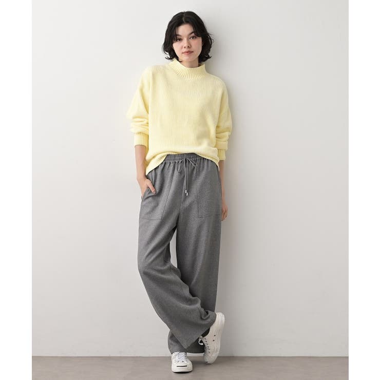 【セットアップ可/ウエスト総ゴム】ツイードライクワイドパンツ | Dessin | 詳細画像3 