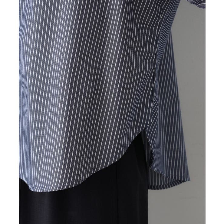 【洗える】ストライプギャザー袖ブラウス | Dessin | 詳細画像23 