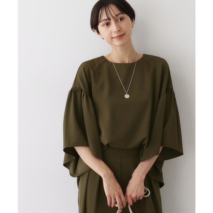 ブラウン(044) | 【セットアップ可・洗える】フレアスリーブブラウス | Dessin