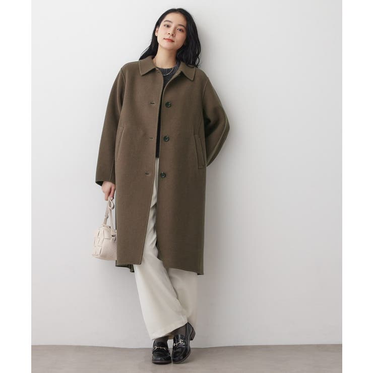 【洗える】ウール混リバーメルトンロングコート | Dessin | 詳細画像7 