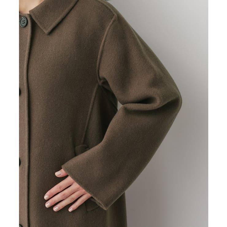 【洗える】ウール混リバーメルトンロングコート | Dessin | 詳細画像13 