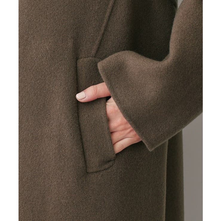 【洗える】ウール混リバーメルトンロングコート | Dessin | 詳細画像14 