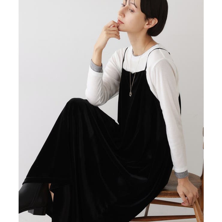 ブラック(019) | 【前後2WAY/洗える】ベロアワンピース | Dessin