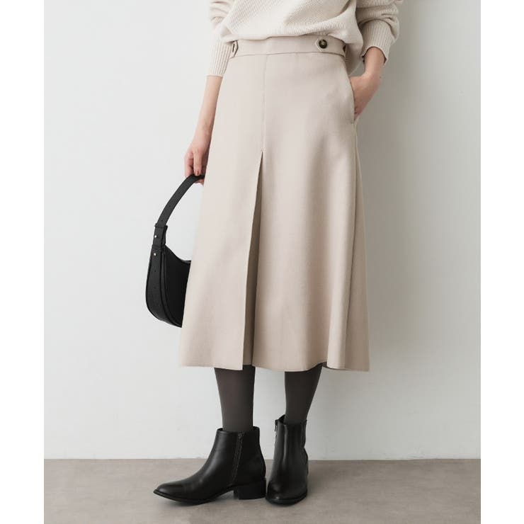 グレージュ(050) | メルトンジャージボックスタックスカート | Dessin