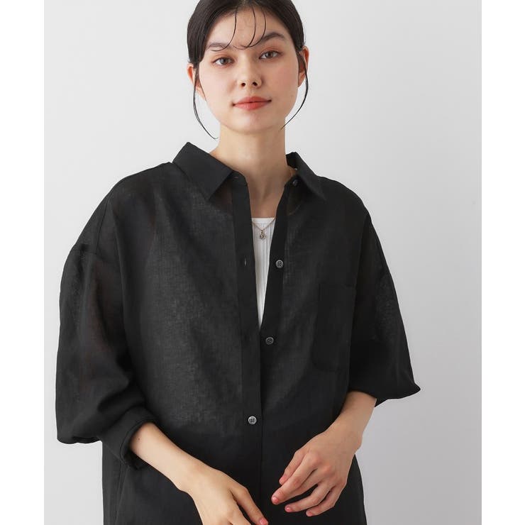 ブラック(019) | 【洗える】シアーシャツ | Dessin