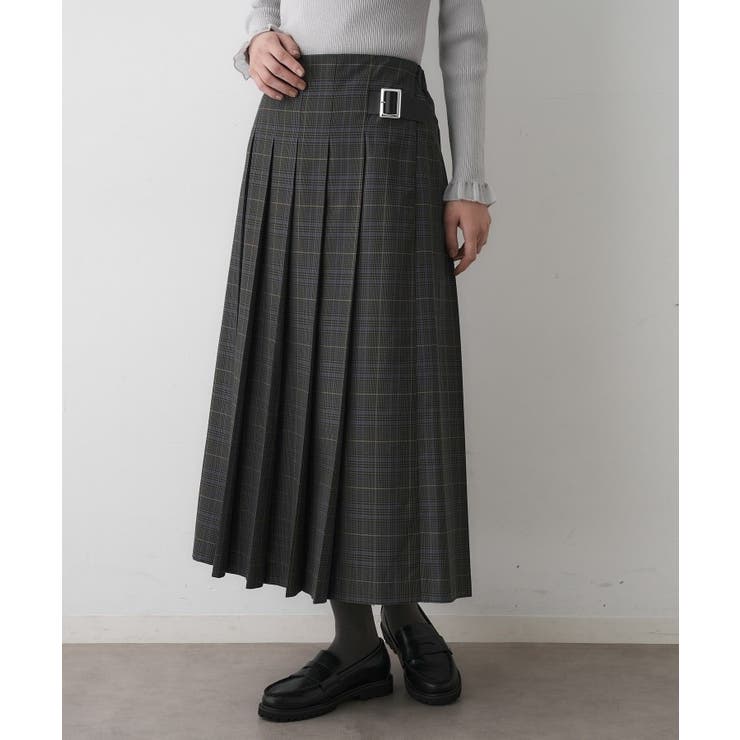 ブルー(293) | 【洗える】ワイドプリーツスカート | Dessin